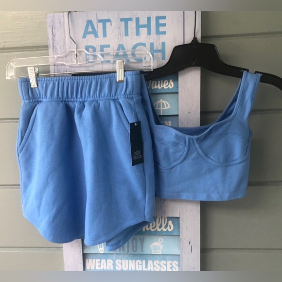Wild Fable Blue two piece matching outfit. fleece mini skirt & tank set  XXS ⚡️ - Picture 2 of 16